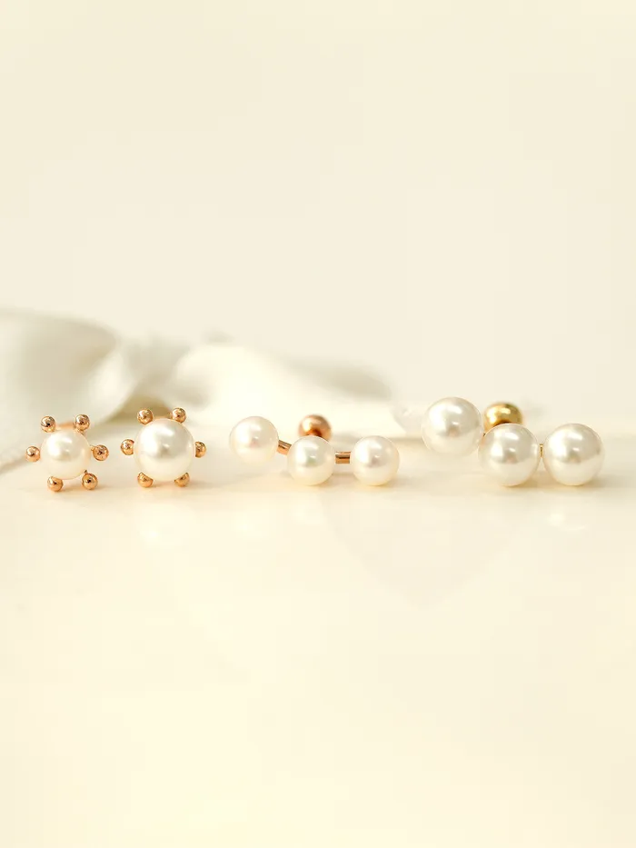 14K Gold Triple Flower Pearl Cartilage Earring 18G16G MinimalBijoux Earrings