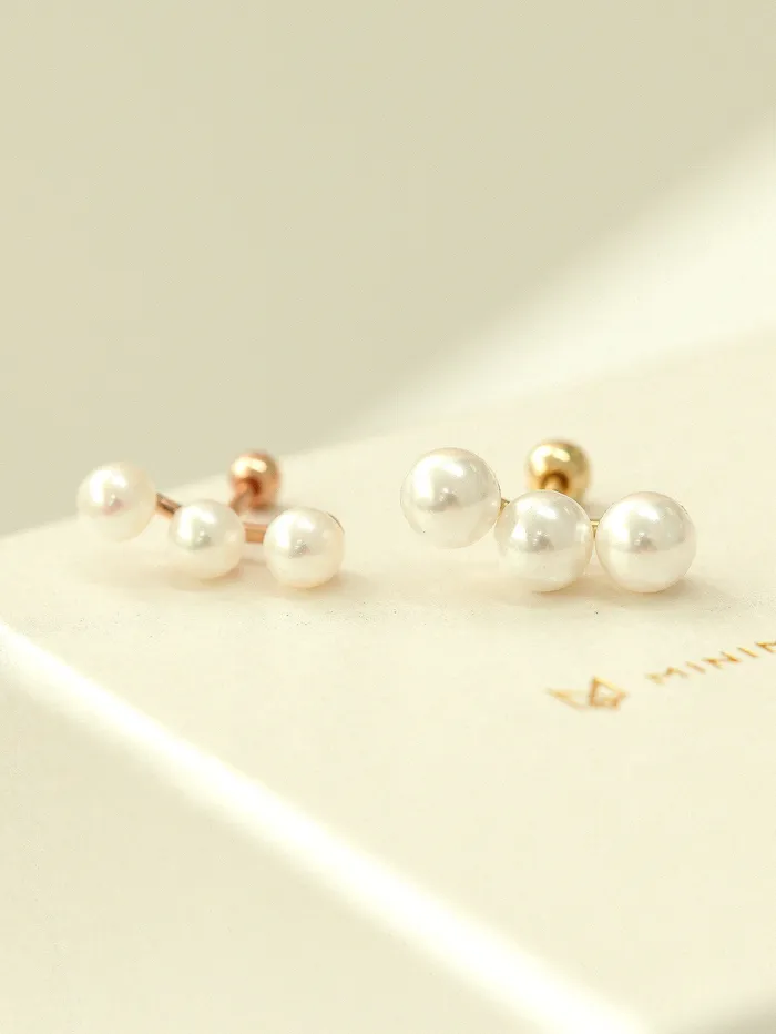 14K Gold Triple Flower Pearl Cartilage Earring 18G16G MinimalBijoux Earrings