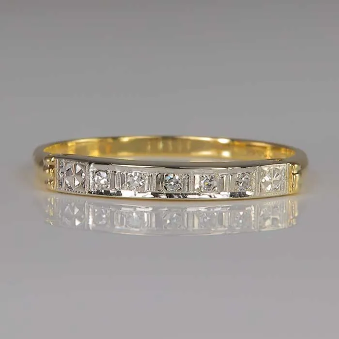 14K Yellow and White Gold Diamond Band Moriartys Gem Art Rings