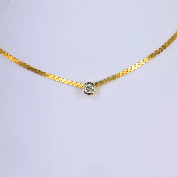 14K Yellow Gold and Bezel Set Diamond Serpentine Necklace 10 Carats Moriartys Gem Art Necklaces