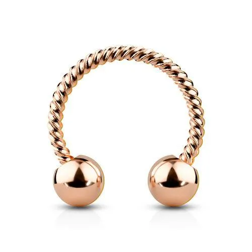 16g Braided Rose Gold Circular Barbell Tulsa Body Jewelry Earrings