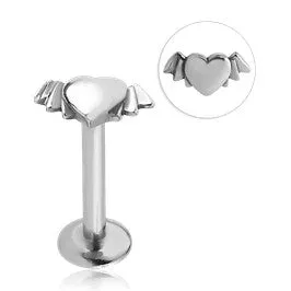 16g Winged Heart Stainless Labret Tulsa Body Jewelry Necklaces
