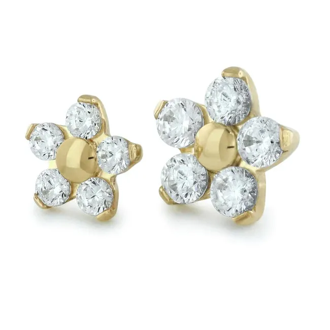 18k Gold Flower CZ Threadless End by NeoMetal NeoMetal PreStyled Sets