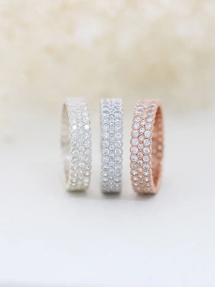 925 Silver Three Line Cubic Ring MinimalBijoux Rings
