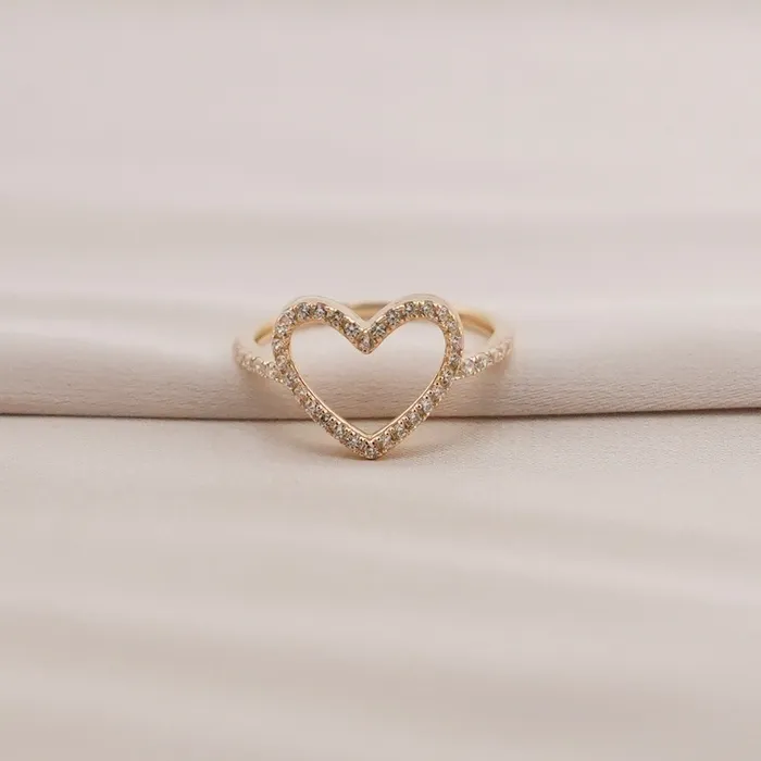 AB and J 14k Gold Womens Heart Ring Rings