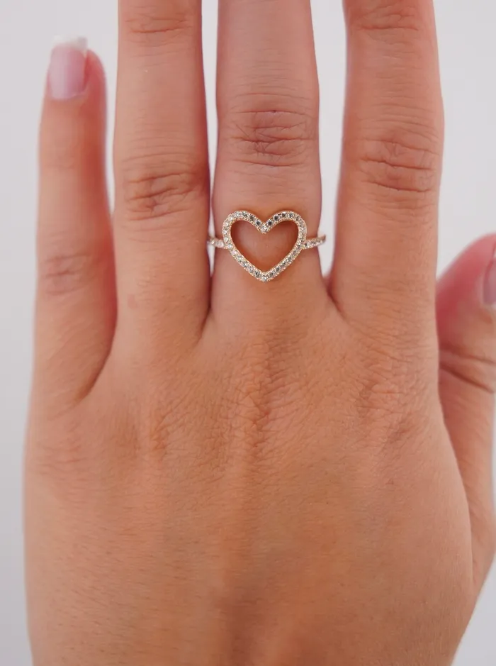 AB and J 14k Gold Womens Heart Ring Rings