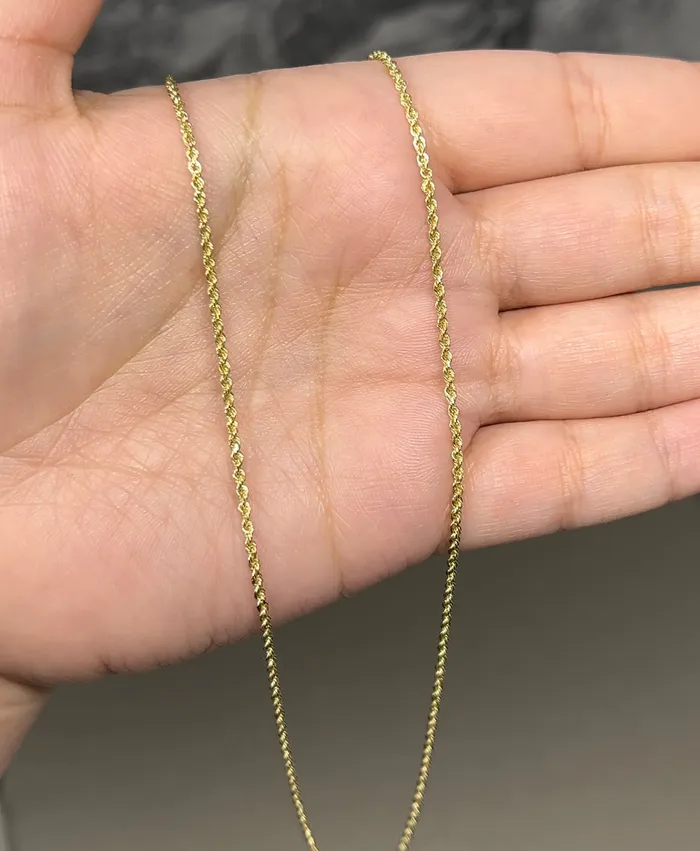 AB and J jewelry Necklaces 14k Gold Hollow Rope Chain 2mm