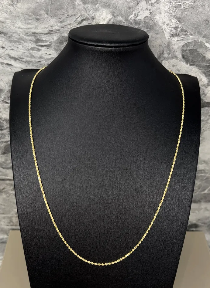 AB and J jewelry Necklaces 14k Gold Hollow Rope Chain 2mm