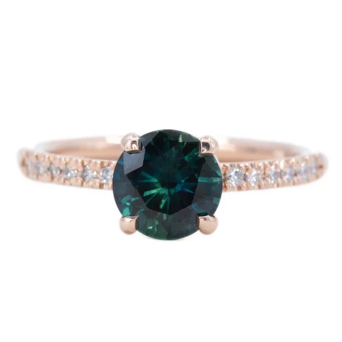 Anueva Jewelry Rings 130ct Blue Australian Sapphire Solitaire Ring with Diamonds in 14k Rose Gold Anueva Jewelry Rings 130ct Blue Australian Sapphire Solitaire Ring with Diamonds in 14k Rose Gold