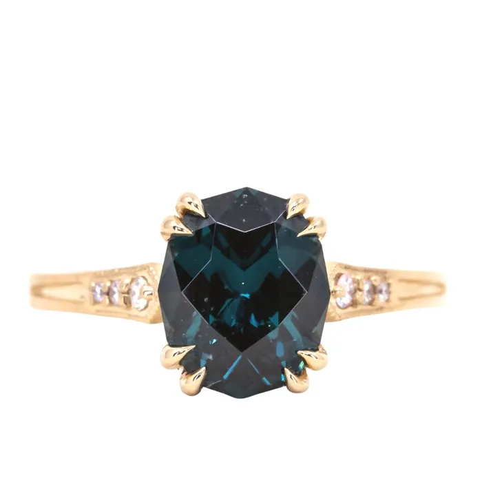 Anueva Jewelry Rings 280ct Oval Spinel Double Prong Vintage Cathedral Ring in 18k Yellow Gold Anueva Jewelry Rings 280ct Oval Spinel Double Prong Vintage Cathedral Ring in 18k Yellow Gold