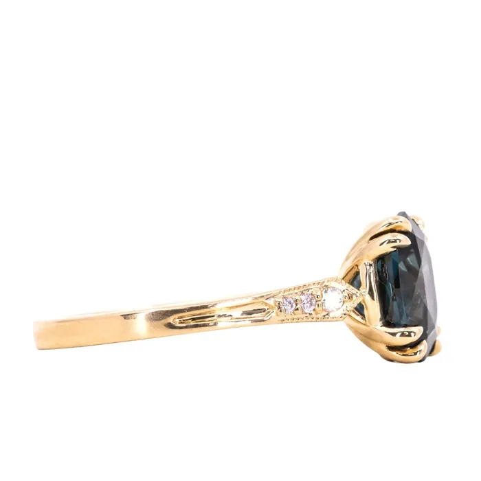 Anueva Jewelry Rings 280ct Oval Spinel Double Prong Vintage Cathedral Ring in 18k Yellow Gold