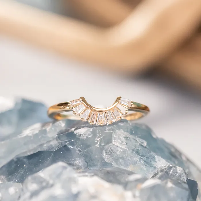 Anueva Jewelry Rings Sunset Curved Baguette Diamond Band in Recycled 14k Gold