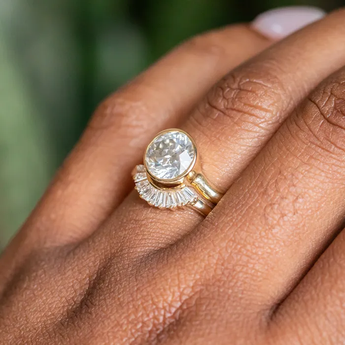 Anueva Jewelry Rings Sunset Curved Baguette Diamond Band in Recycled 14k Gold