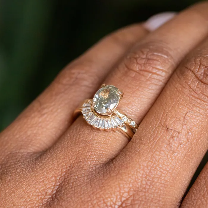 Anueva Jewelry Rings Sunset Curved Baguette Diamond Band in Recycled 14k Gold