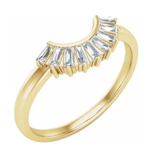 Anueva Jewelry Rings Sunset Curved Baguette Diamond Band in Recycled 14k Gold