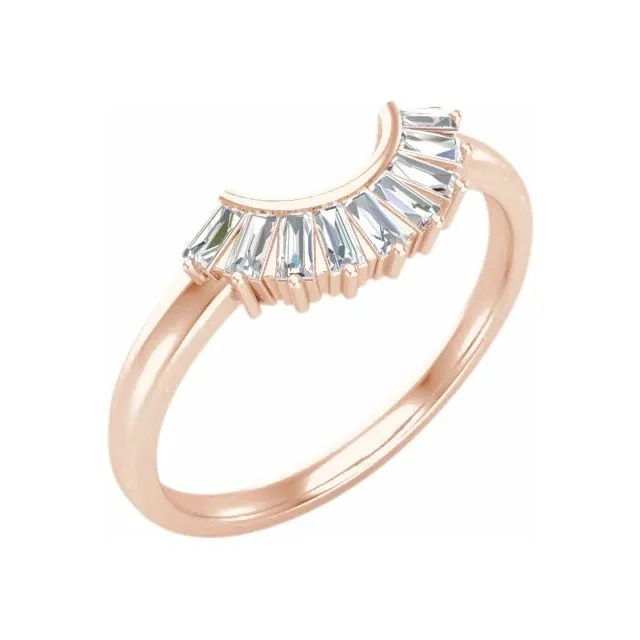 Anueva Jewelry Rings Sunset Curved Baguette Diamond Band in Recycled 14k Gold