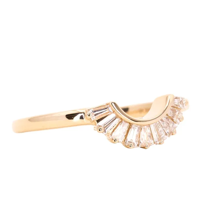 Anueva Jewelry Rings Sunset Curved Baguette Diamond Band in Recycled 14k Gold
