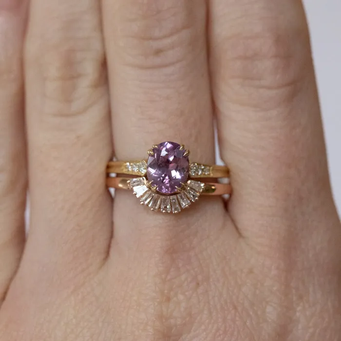 Anueva Jewelry Rings Sunset Curved Baguette Diamond Band in Recycled 14k Gold