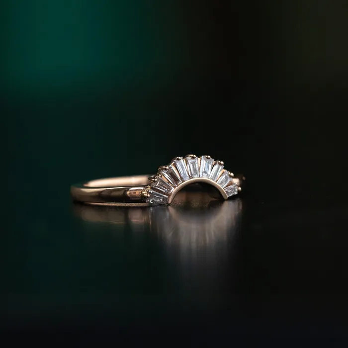 Anueva Jewelry Rings Sunset Curved Baguette Diamond Band in Recycled 14k Gold
