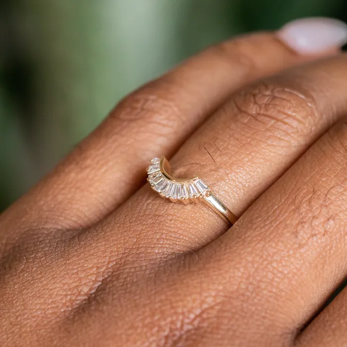 Anueva Jewelry Rings Sunset Curved Baguette Diamond Band in Recycled 14k Gold