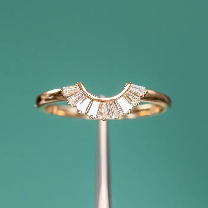 Anueva Jewelry Rings Sunset Curved Baguette Diamond Band in Recycled 14k Gold
