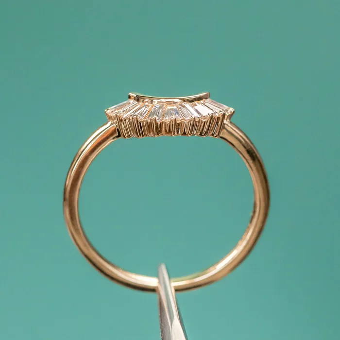 Anueva Jewelry Rings Sunset Curved Baguette Diamond Band in Recycled 14k Gold