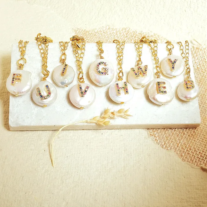 Baroque Pearl Rainbow Initial Watch Charms Upakarna Watches
