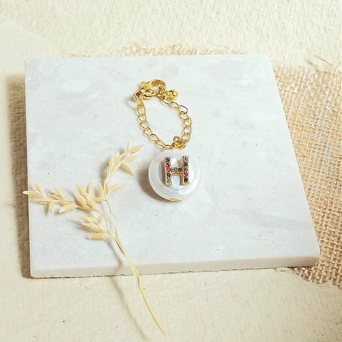 Baroque Pearl Rainbow Initial Watch Charms Upakarna Watches