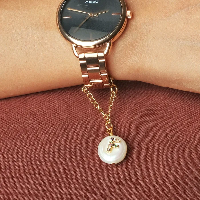 Baroque Pearl Rainbow Initial Watch Charms Upakarna Watches