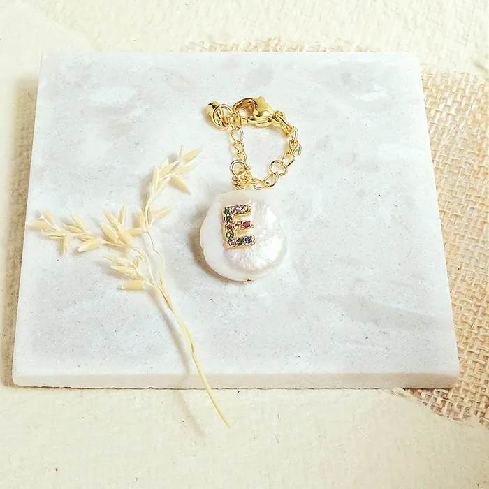 Baroque Pearl Rainbow Initial Watch Charms Upakarna Watches