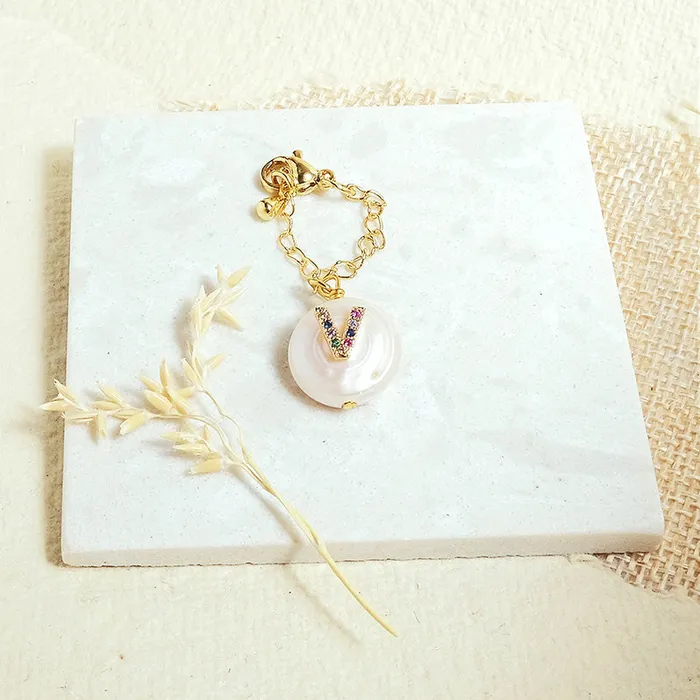 Baroque Pearl Rainbow Initial Watch Charms Upakarna Watches