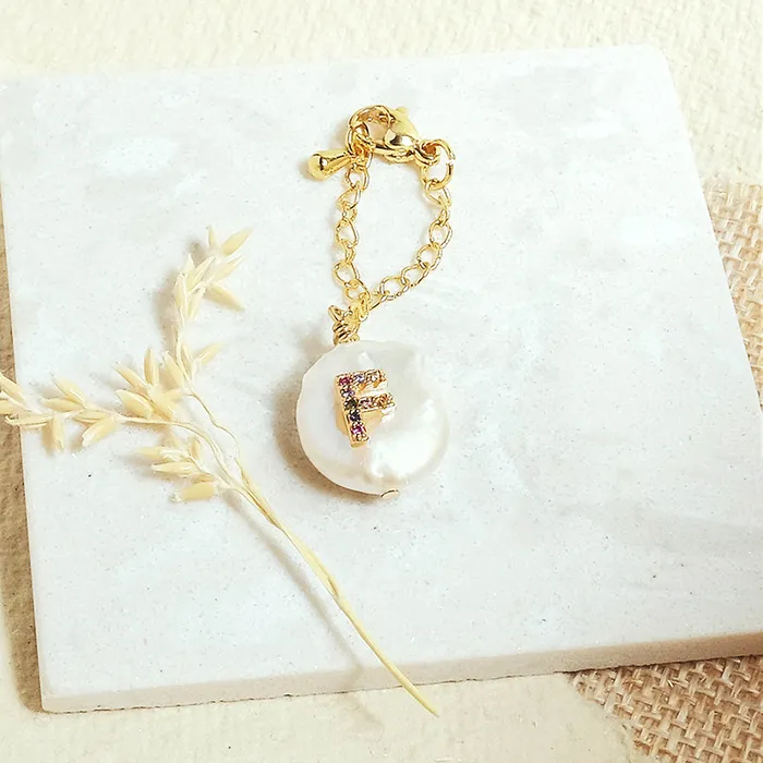 Baroque Pearl Rainbow Initial Watch Charms Upakarna Watches