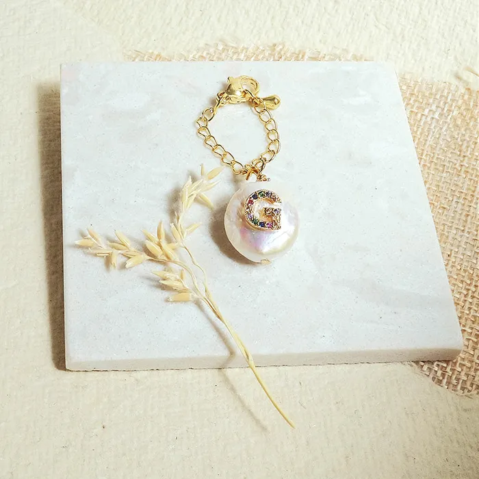 Baroque Pearl Rainbow Initial Watch Charms Upakarna Watches