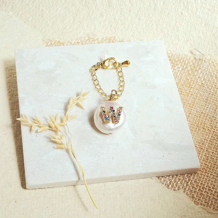 Baroque Pearl Rainbow Initial Watch Charms Upakarna Watches