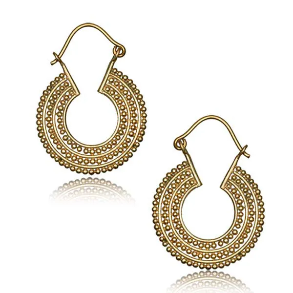 Beaded Hoop Yellow Brass Earrings Tulsa Body Jewelry Earrings