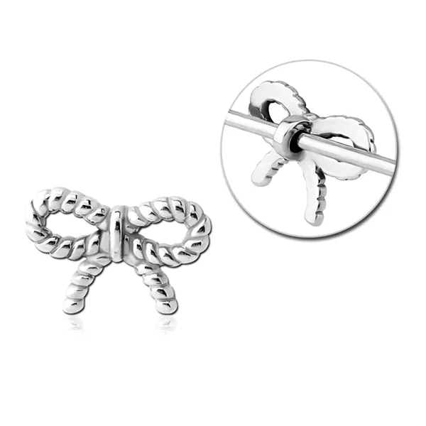 Bow Stainless Barbell Charm Tulsa Body Jewelry Charm Necklaces