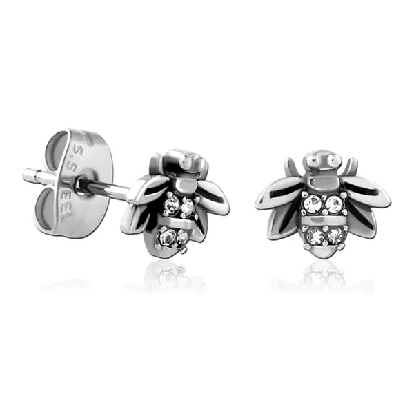 Bumblebee CZ Stainless Stud Earrings Tulsa Body Jewelry Earrings