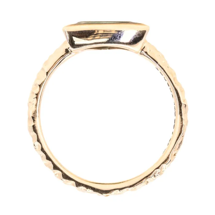 Discovery Gems Rings 124ct Geo Slice Teal Green Sapphire Evergreen Low Profile Bezel Solitaire Ring in 14k Yellow Gold