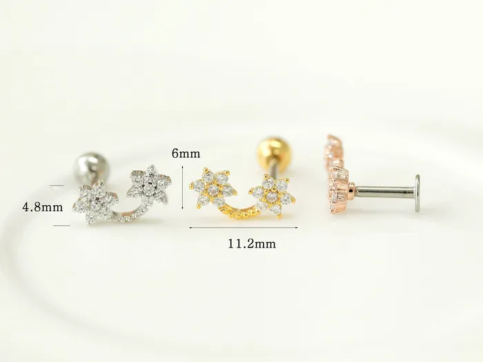 Double Flower Cartilage earring MinimalBijoux Earrings