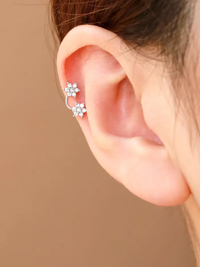 Double Flower Cartilage earring MinimalBijoux Earrings
