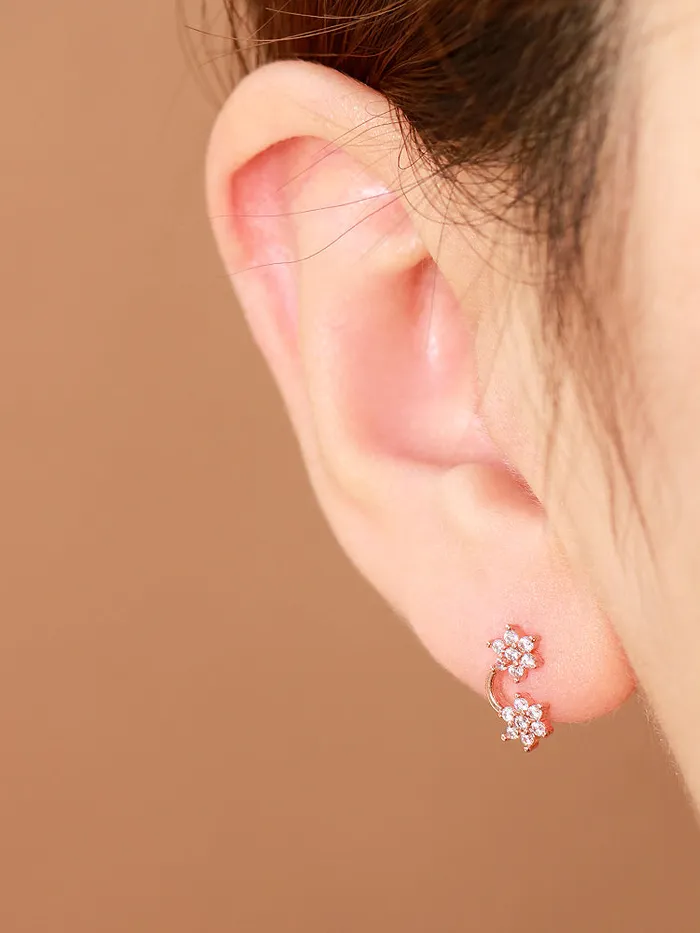 Double Flower Cartilage earring MinimalBijoux Earrings
