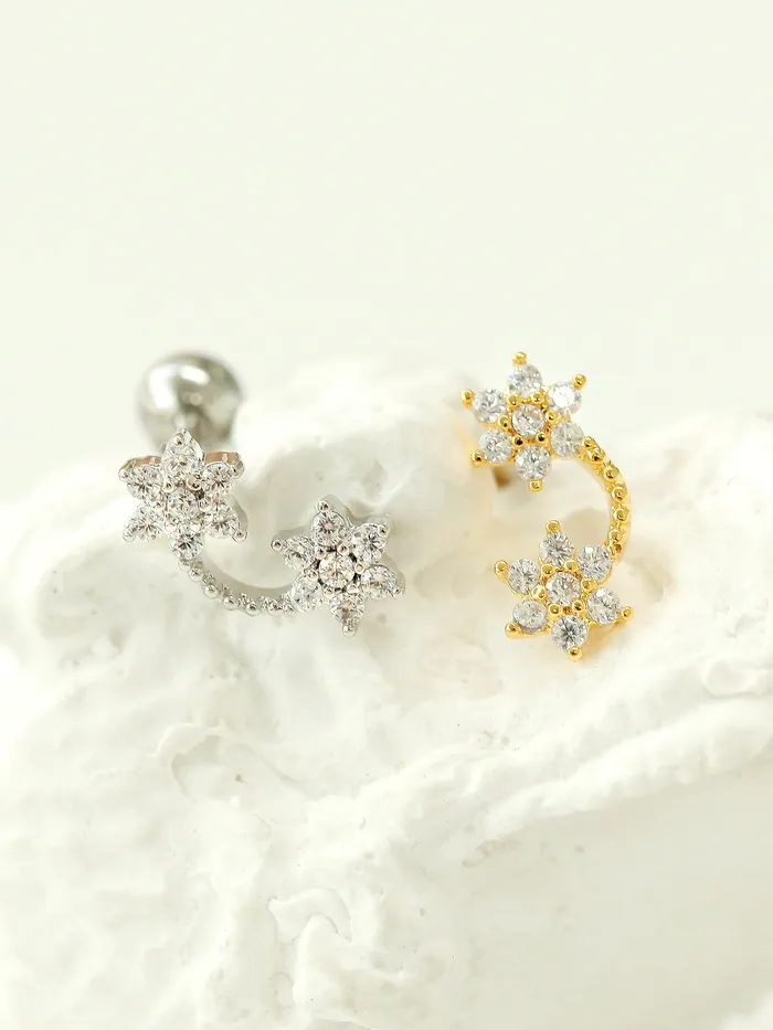 Double Flower Cartilage earring MinimalBijoux Earrings