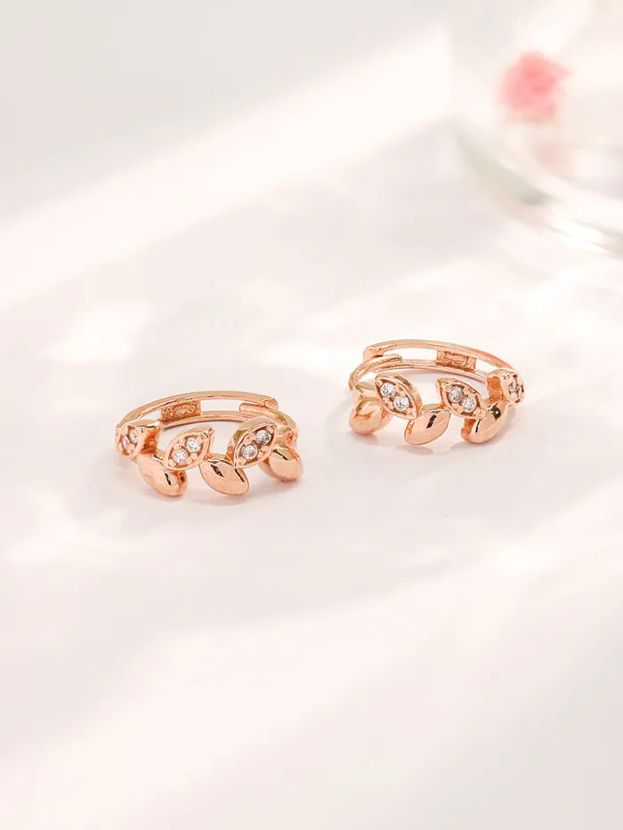Earrings 14K 18K Gold Laurel Leaf Cubic Cartilage Hoop Earring MinimalBijoux
