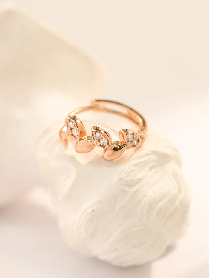 Earrings 14K 18K Gold Laurel Leaf Cubic Cartilage Hoop Earring MinimalBijoux