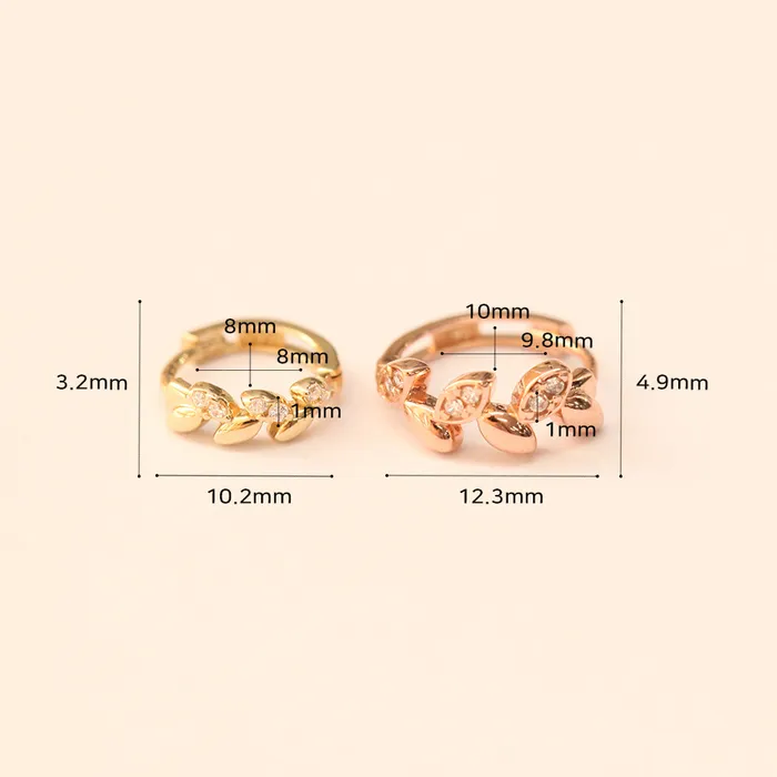 Earrings 14K 18K Gold Laurel Leaf Cubic Cartilage Hoop Earring MinimalBijoux