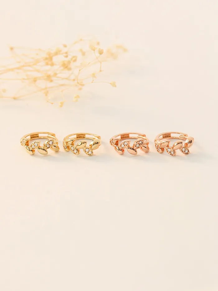 Earrings 14K 18K Gold Laurel Leaf Cubic Cartilage Hoop Earring MinimalBijoux