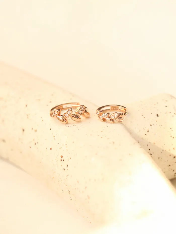 Earrings 14K 18K Gold Laurel Leaf Cubic Cartilage Hoop Earring MinimalBijoux