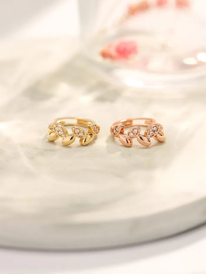 Earrings 14K 18K Gold Laurel Leaf Cubic Cartilage Hoop Earring MinimalBijoux
