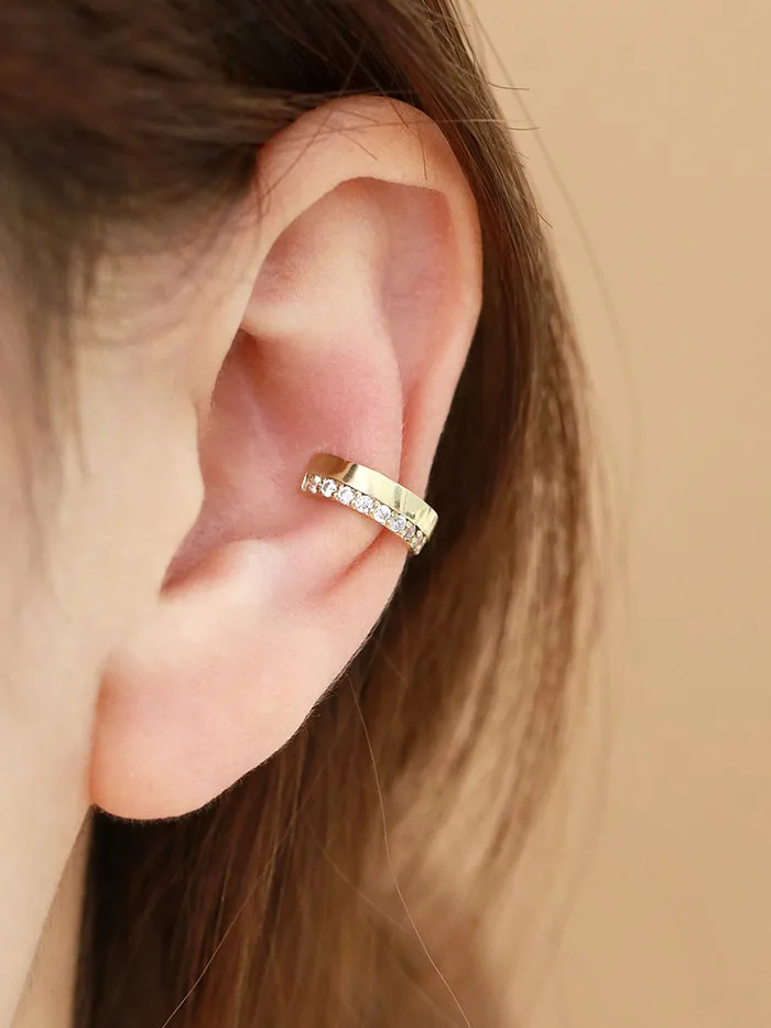 Earrings 14K Gold Bold Cubic Ear Cuff MinimalBijoux