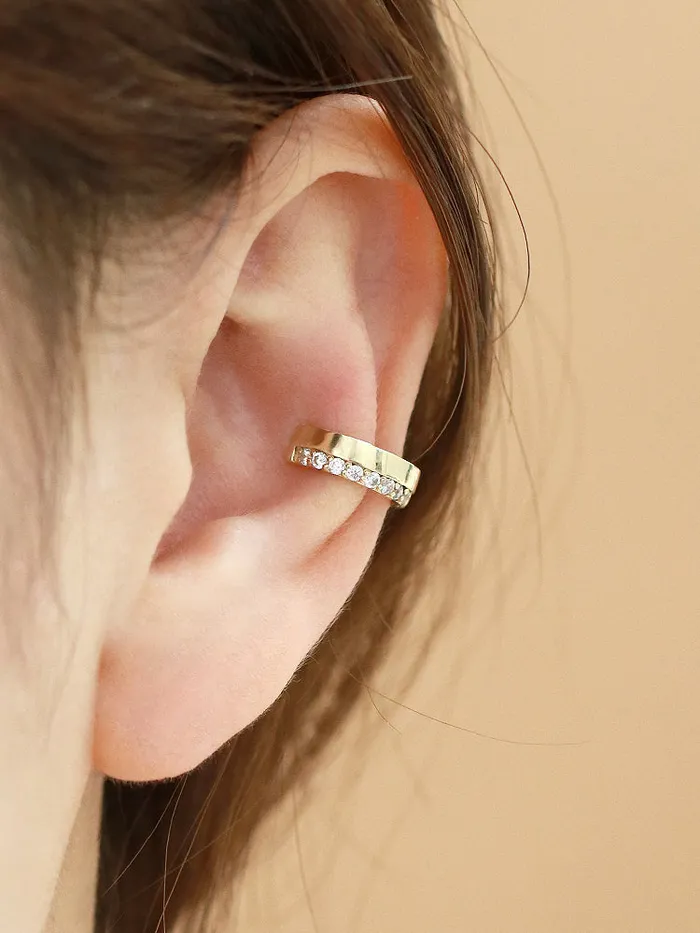 Earrings 14K Gold Bold Cubic Ear Cuff MinimalBijoux